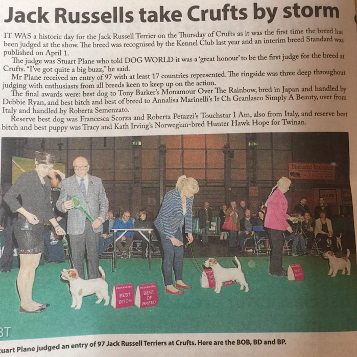 Dog World article about first breed classes at Crufts - March 2017